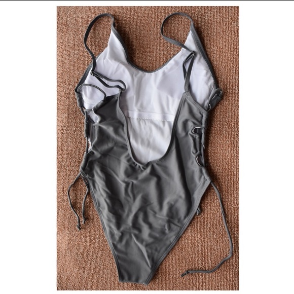 Lace Up One Piece SWIMSUIT Cement Grey Florence - Picture 4 of 4